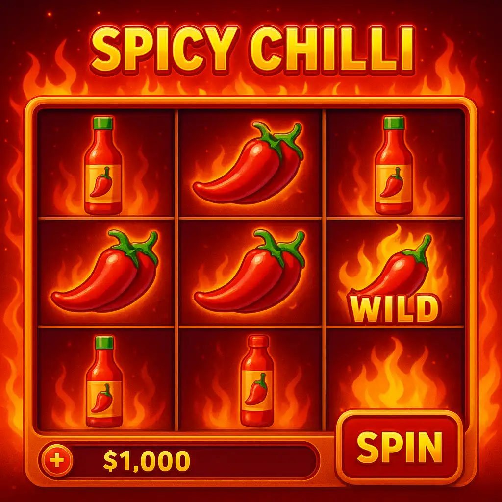 Screenshot of the Chilli Heat Spicy Spins slot game reels